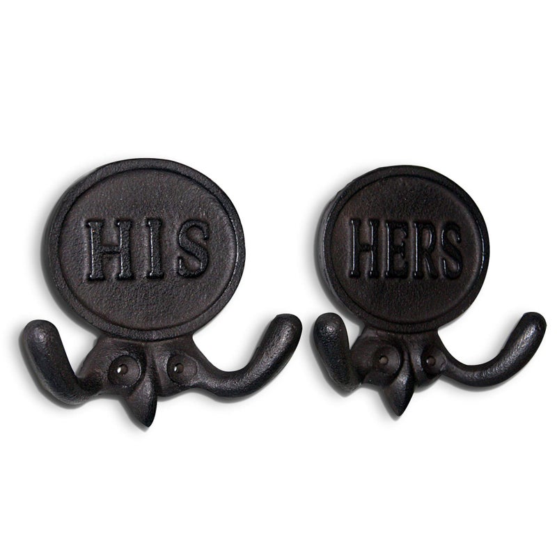 Wallcharmers Set of 2 His and Hers Towel Hooks for Bathrooms, Mr & Mrs. Farmhouse and Rustic Bathroom Hooks for Towels, Bronze - Image 5